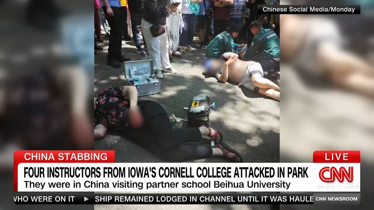 Four American educators are wounded after a stabbing in Beishan Park in China's Jilin City. The incident comes as Chinese leader Xi Jinping pushes for more student exchanges to bolster US-China relations. The latest.