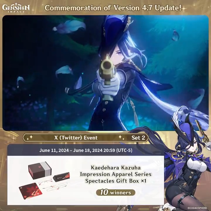 ✨Set 2✨ Commemoration of Version 4.7 Update 🎁Participate in the event for a chance to win official merchandise. How to Participate: ① Follow Genshin Impact ② Retweet this post You can instantly check the event results here>>> #GenshinImpact4ꓸ7