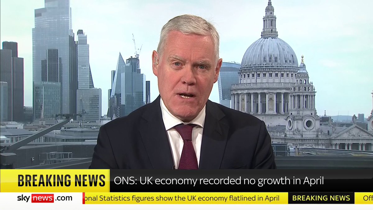 BREAKING: The UK economy flatlined in April, according to early official figures. The Office for National Statistics (ONS) said there was zero growth in April compared to the 0.4% figure recorded during March. 📺 Sky 501 and YouTube