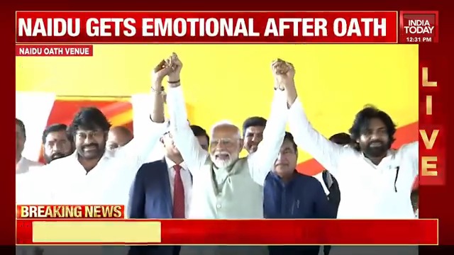 PM Narendra Modi with 'Power Star' Pawan Kalyan and Chiranjeevi' Chiranjeevi Konidela Pawan Kalyan Narendra Modi #AndhraPradesh Akshita Nandagopal