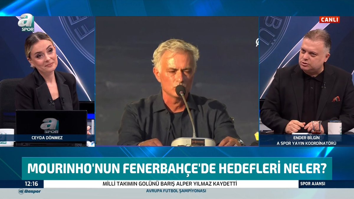 🎙️ Ender Bilgin: Hakemlerimizin “Mourinho'ya ilk sarıyı ben gösterdim”, “İlk kırmızıyı ben gösterdim” şeklinde olayları olacaktır. Ondan sonrasında da Mourinho bayağı bir konuşur. Alfa karakterdir. Artılarını eksilerini yaşayacağız ama onu çok konuşacağız.