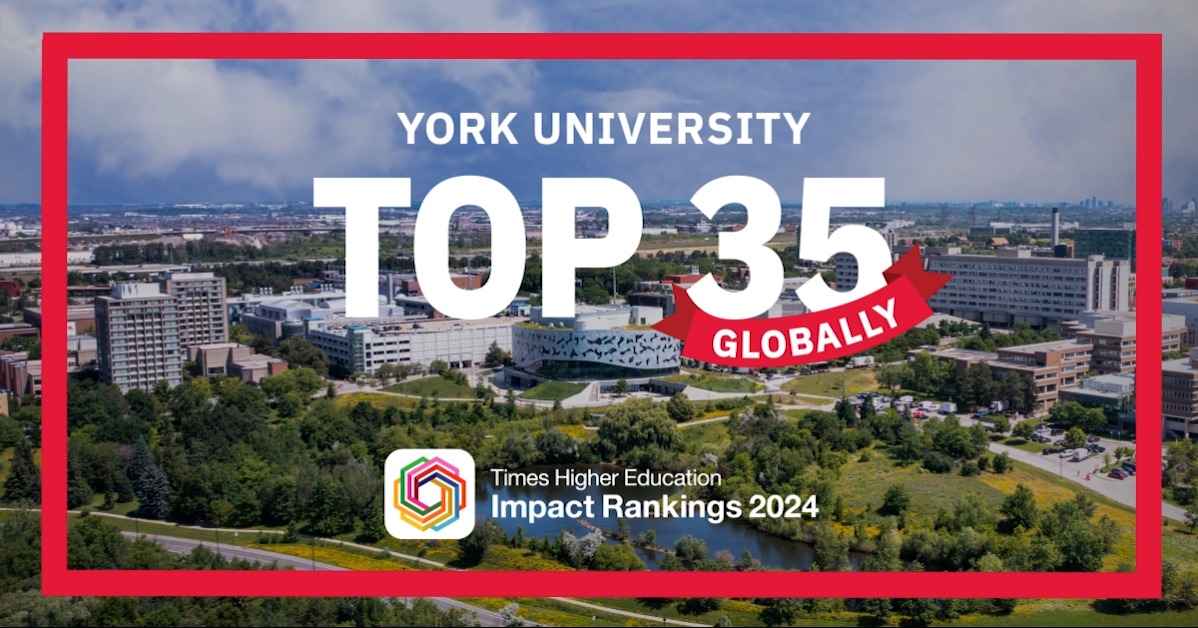 York University is proudly recognized as 35th in the world by the 2024 Times Higher Education (THE) Impact Rankings out of 2,100+ universities, moving up 5 spots from the previous year. Learn more: | #YorkUSDGs #THEGlobalImpact Times Higher Education