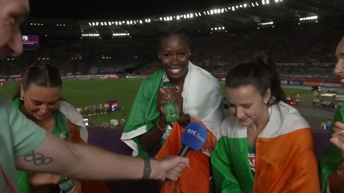 Ireland’s Sophie Becker, Rhasidat Adeleke, Phil Healy and Sharlene Mawdsley are a mix of exaltation and exhaustion after their superb second place in the women's 4x400m relay final at the European Championships.