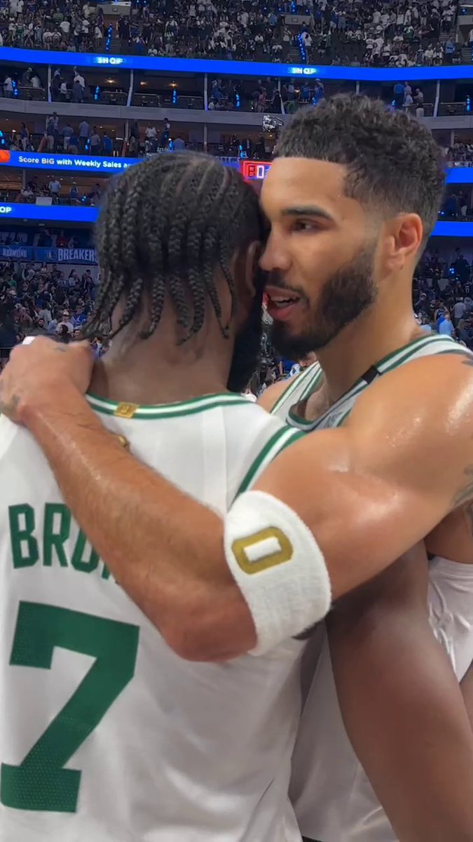 Tatum and Brown after the Celtics' Game 3 win 🤝
