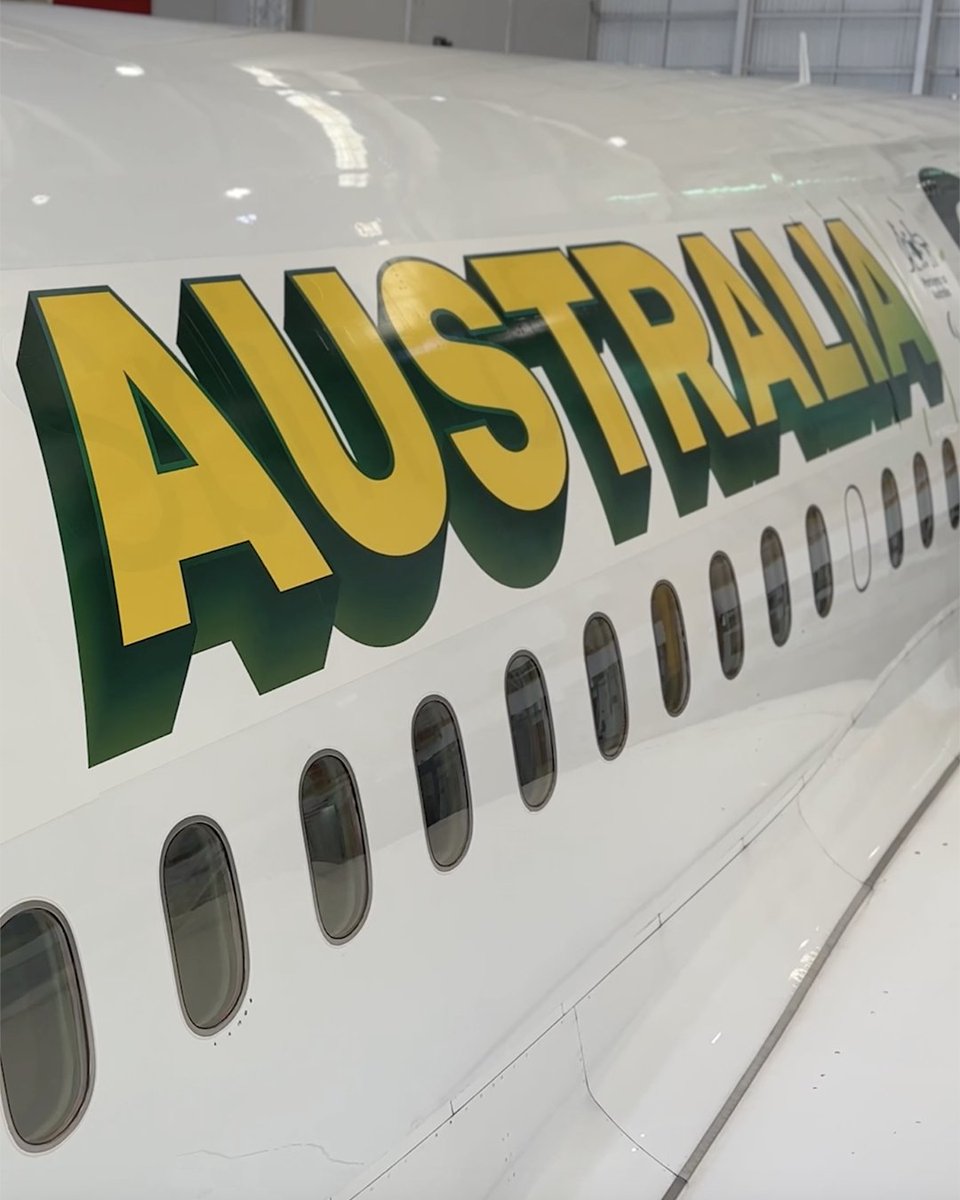 Aussie, Aussie, Aussie! 💚💛 Proudly supporting the AUS Olympic Team and AUS Paralympic Team with a special decal on our Boeing 787 Dreamliner on their journey to Paris. #AllezAus #ImagineWhatWeCanDo #GoAustralia