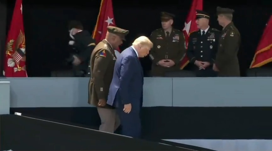 Four years ago today, a feeble and pathetic Trump had to be guided by a handler as he could barely walk down a ramp