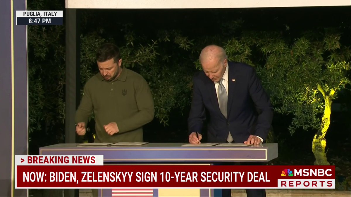 HAPPENING NOW: President Biden and President Zelenskyy sign security agreement for next 10 years.