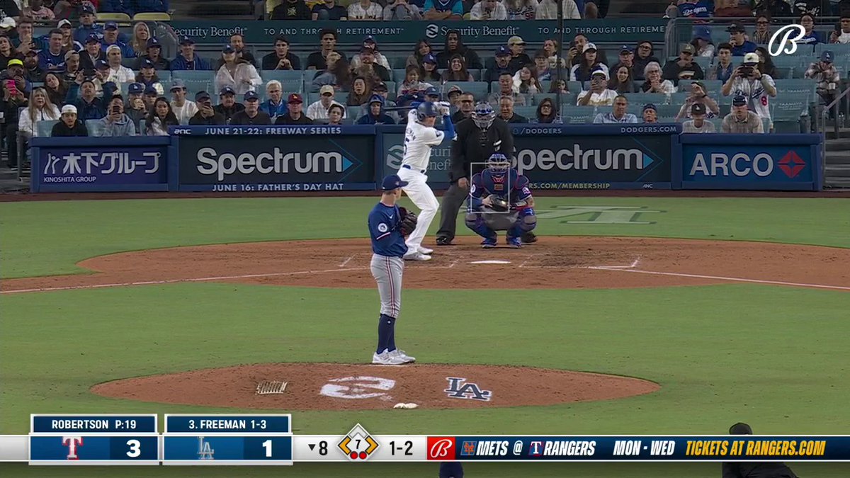DAVID ROBERTSON STRIKES OUT BETTS, OHTANI AND FREEMAN ON BACK-TO-BACK NIGHTS. UNREAL. Texas Rangers | #StraightUpTX | @BallySports 📺