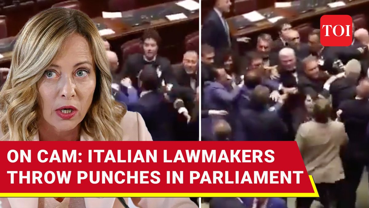 Massive Fight Breaks Out In Italian Parliament While #GiorgiaMeloni Hosts #G7 Leaders | Watch