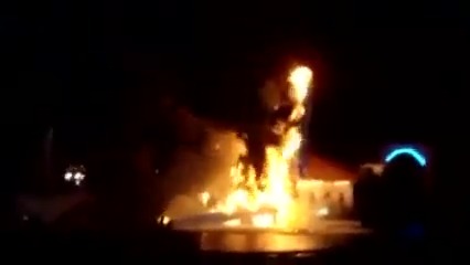 On this date in 2010, the six-story-tall "Touchdown Jesus" statue (also known as "Big Butter Jesus") in Monroe was struck by lightning and burned to the ground, leaving only parts of the metal frame: