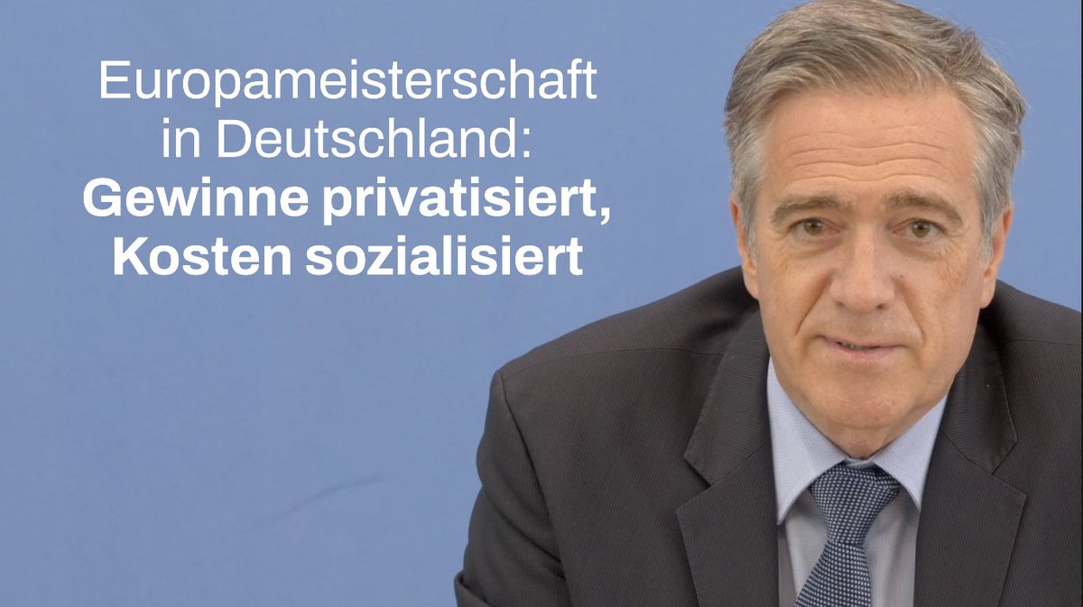 Heute beginnt die #Euro2024. Die Profite der Europameisterschaft werden privatisiert und fließen an die UEFA. Die Kosten werden sozialisiert und von der Allgemeinheit getragen. Die Bundesregierung stört das nicht. Im Gegenteil: "Wir freuen uns"