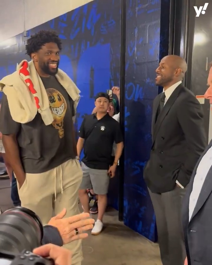 Joel Embiid is in the house for Game 4 of the NBA Finals 🍿 (via Yahoo Sports)