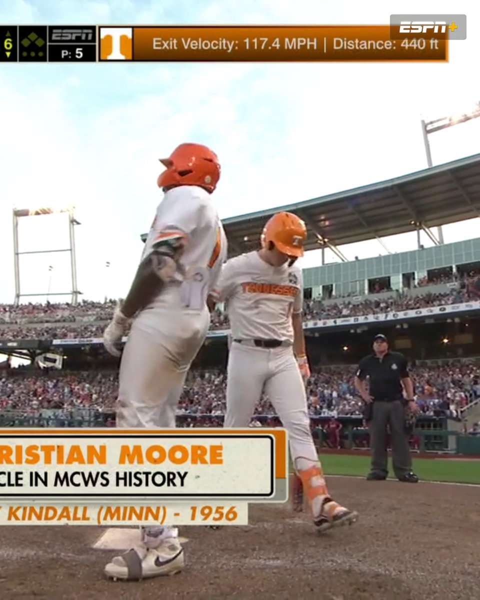 Every hit from Christian Moore's historic cycle in Omaha 🍿 Tennessee Baseball | #MCWS
