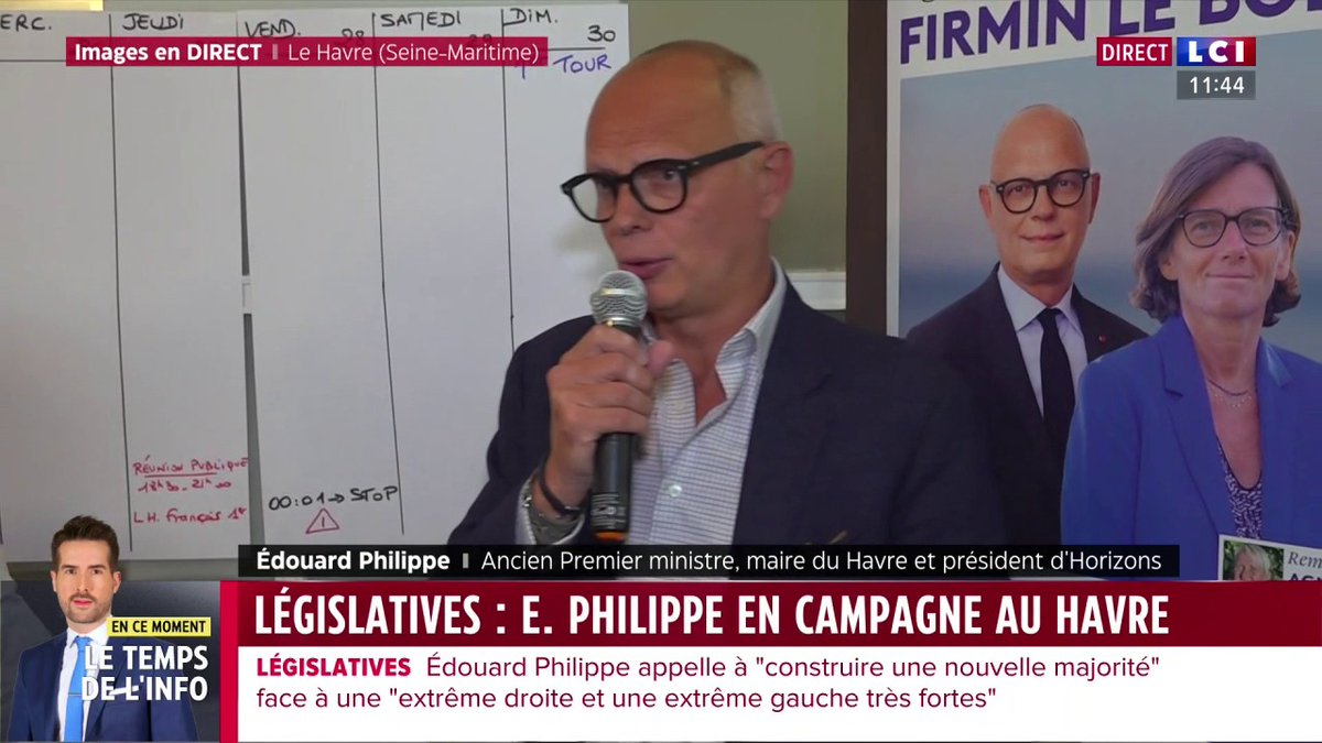 🗣️ "Le 7 juillet la France politique peut ressembler à quelque chose qui serait difficile à gérer. Ce que la France va jouer me paraît extrêmement important." Édouard Philippe (Edouard Philippe) au Havre ⤵️