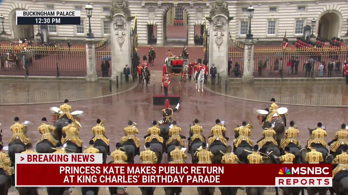 BREAKING: Princess Kate makes first public appearance since undergoing cancer treatment, attending King’s birthday parade. Meagan Fitzgerald reports.