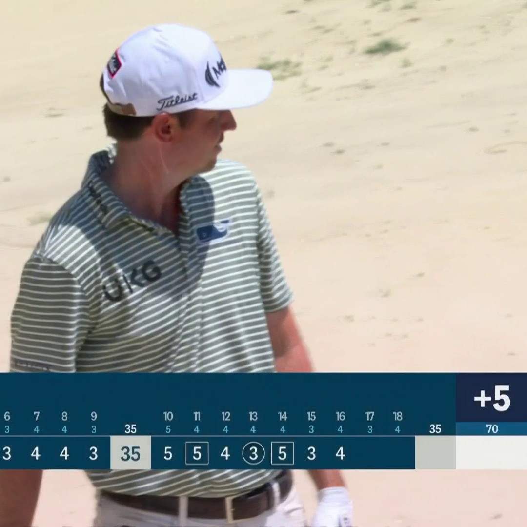 Nothing but net 😲 J.T. Poston dunks it from the bunker @USOpenGolf!