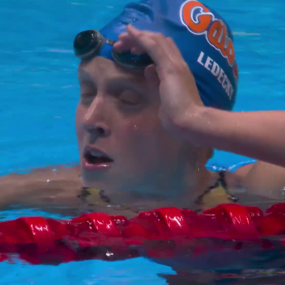 KATIE LEDECKY. 💪 She's headed to her fourth Olympics after another dominant performance in the 400m free! #SwimTrials24