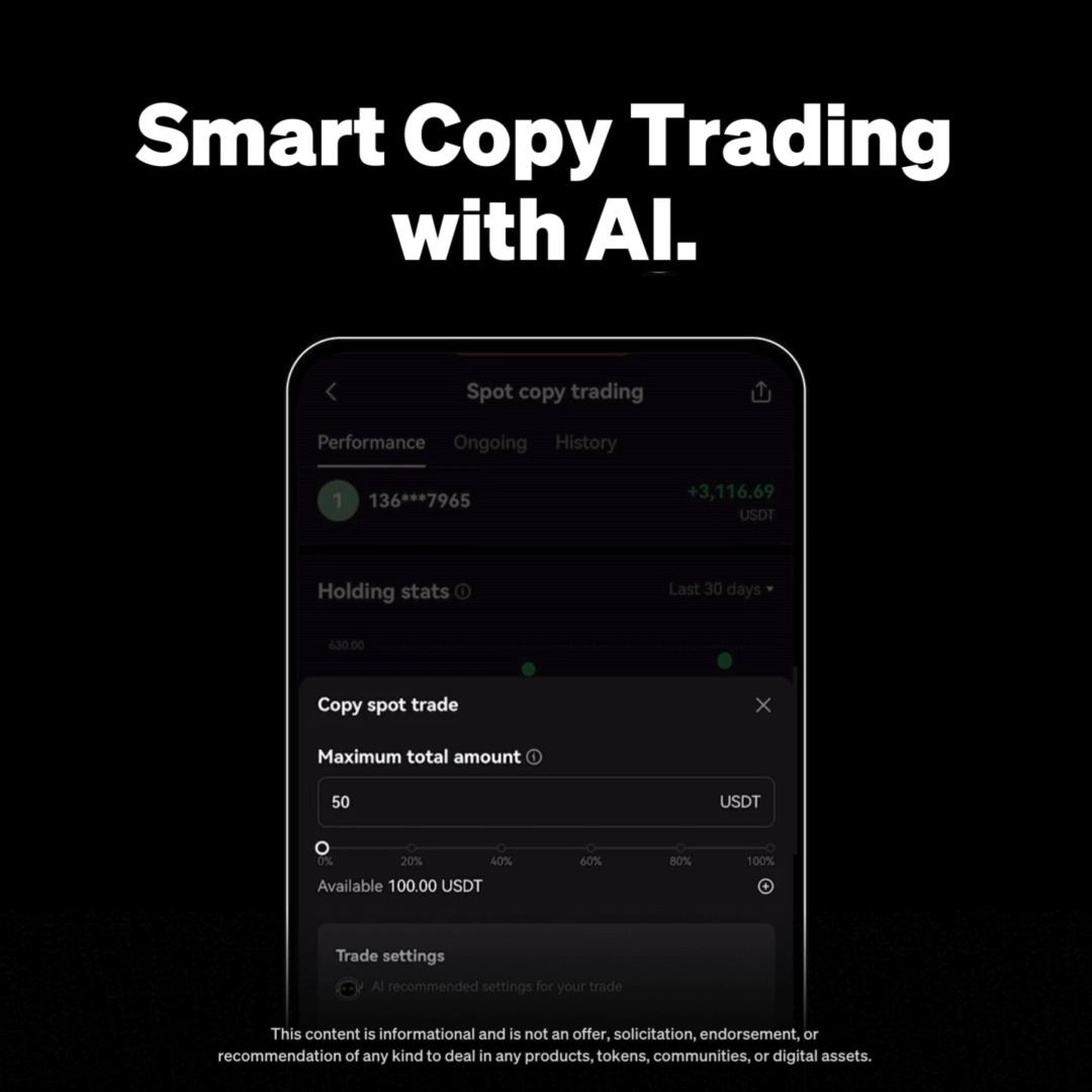 Trading doesn't have to be overwhelming with the right help 🤖 With a simple click, our enhanced 𝐀𝐈 𝐟𝐞𝐚𝐭𝐮𝐫𝐞 allows you to copy trade without configuring complex settings. ✨ Get started today: