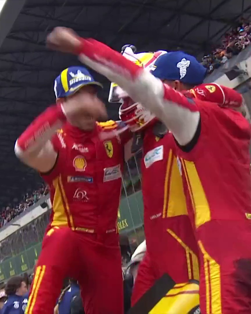 FERRARI, È QUI LA FESTA! 😍😍😍 Nicklas Nielsen, Miguel Molina ed Antonio Fuoco regalano alla Ferrari #50 la vittoria nella 24 Ore di Le Mans 🏎️🏁❤️ #EurosportLEMANS24 #LeMans24 #WEC #Ferrari