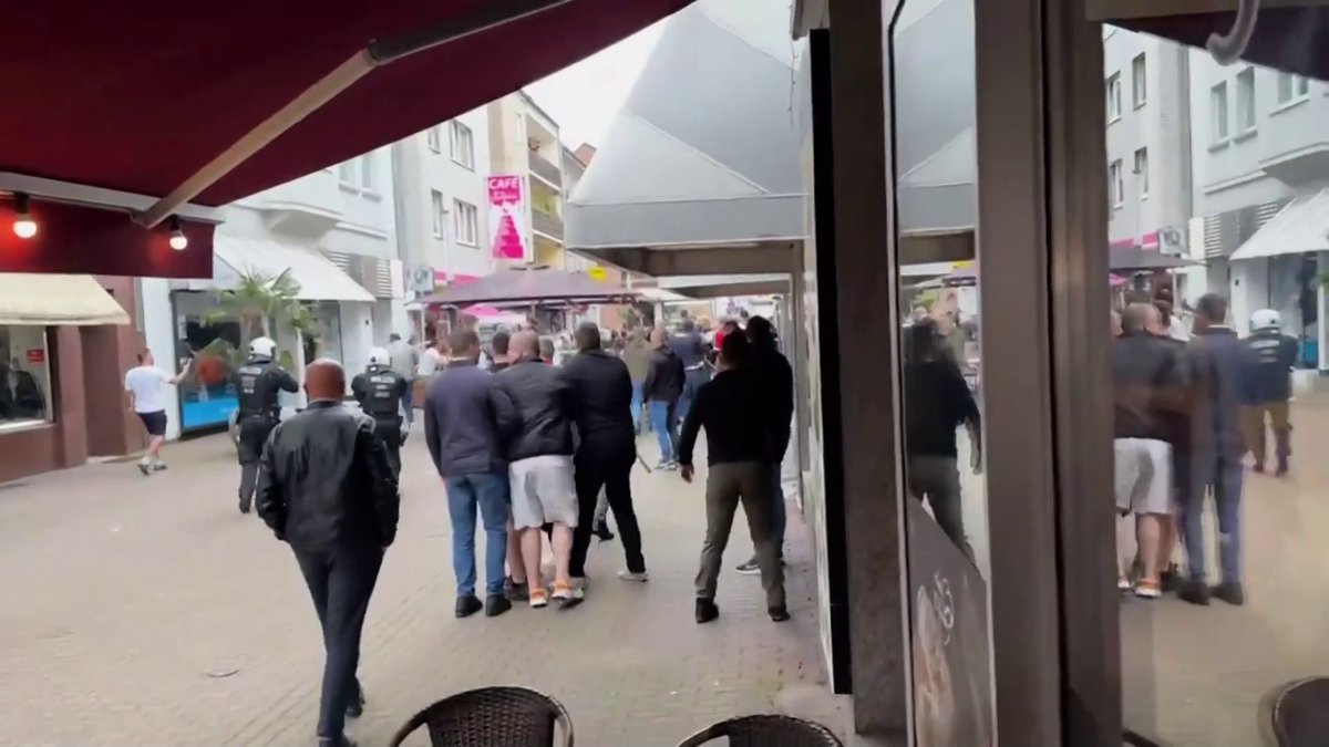 German police have dealt with an incident involving Albanian & Serbian fans near the centre of Gelsenkirchen. Most senior German police officer on the scene says at the moment they believe the incident did not involve England fans.