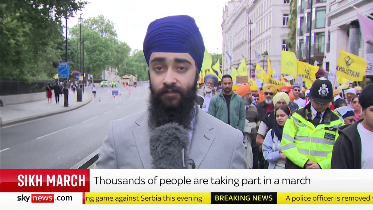 Thousands of British Sikhs have marched through London today to mark the 40th anniversary of the Indian government's military attack on one of the Sikh community's holiest shrines, the Golden Temple in Amritsar Sky's Amrit Singh Mann has the latest ⬇️