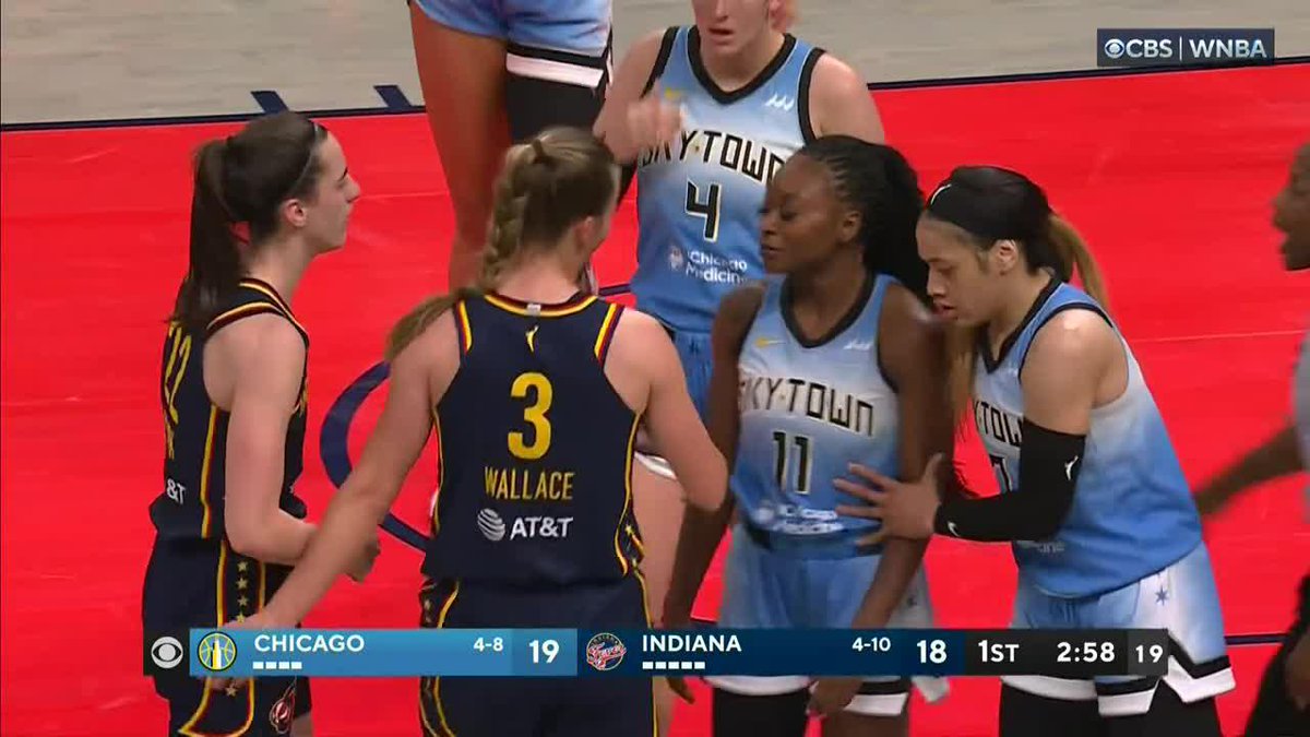 Caitlin Clark gets tangled up with Dana Evans