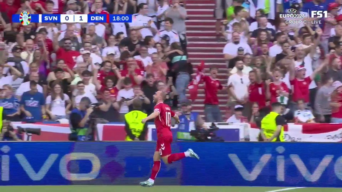 This is what dreams are made of ❤️ After suffering a cardiac arrest during Euro 2020, Christian Eriksen opens up the scoring for Denmark at EURO 2024 🙏🇩🇰