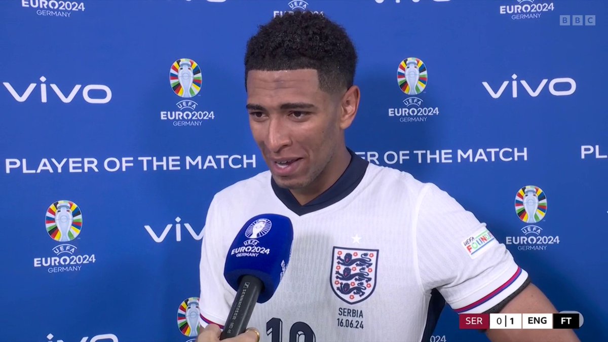 "Jude Bellingham is made of amazing people" ✨ The midfielder pays tribute to those that help him flourish ❤️ #BBCEuros #Euro2024 #SRBENG