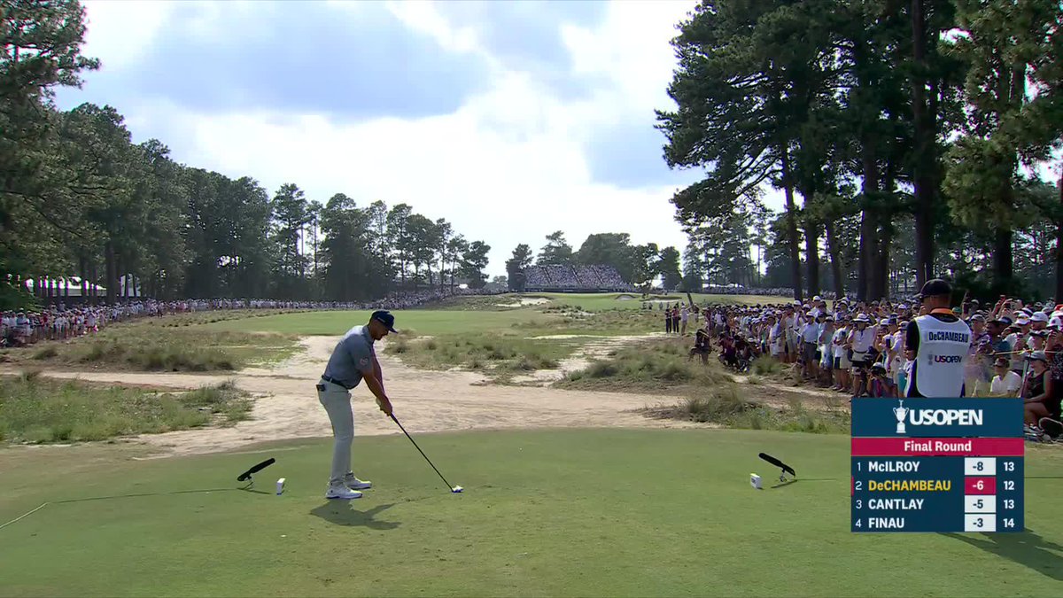 Bryson drives the green on 13. Has an eagle look to tie it.