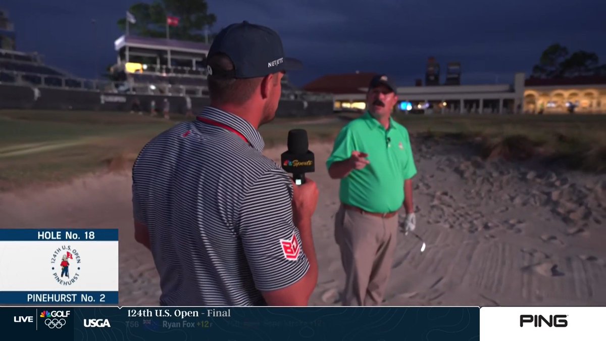 .@Johnson_Wagner re-creates Bryson DeChambeau's winning bunker shot with some help from Bryson himself! 😂👏 @b_dechambeau 📺: Golf Central Live From the #USOpen