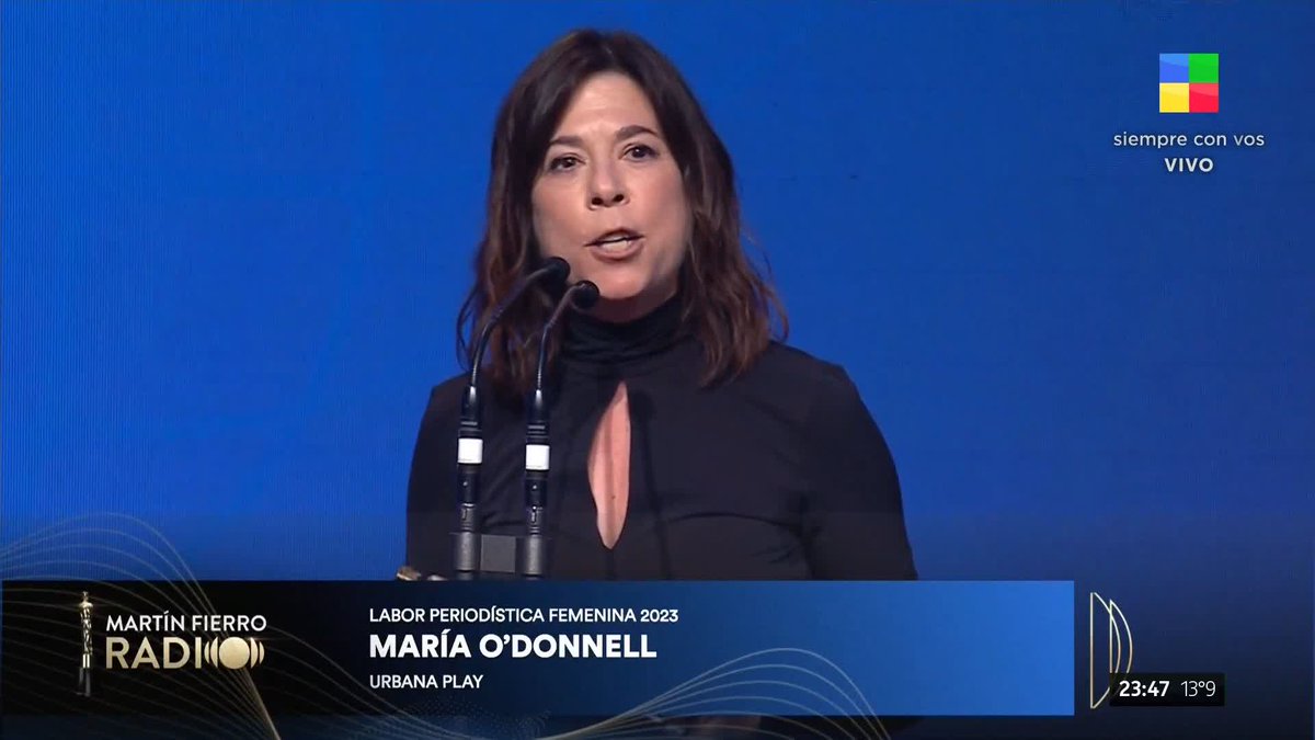 👩🎙️ MARTÍN FIERRO DE RADIO | LABOR PERIODÍSTICA FEMENINA 2023 María O'Donnell deUrbana Play se lleva el premio. #MFRadio #MartinFierroDeRadio2024 #AméricaTv