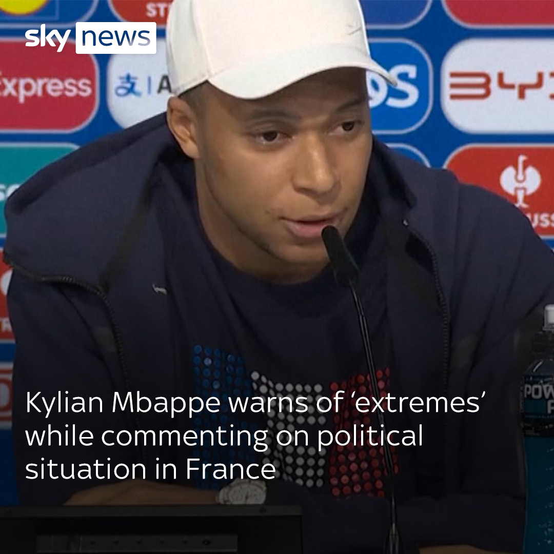 France's captain, Kylian Mbappe says "I don't want to represent a country that doesn't reflect my values, that doesn't reflect our values", while answering a question on the political state of the country Eyewitness analysis from Sky's Adam Parsons ➡️