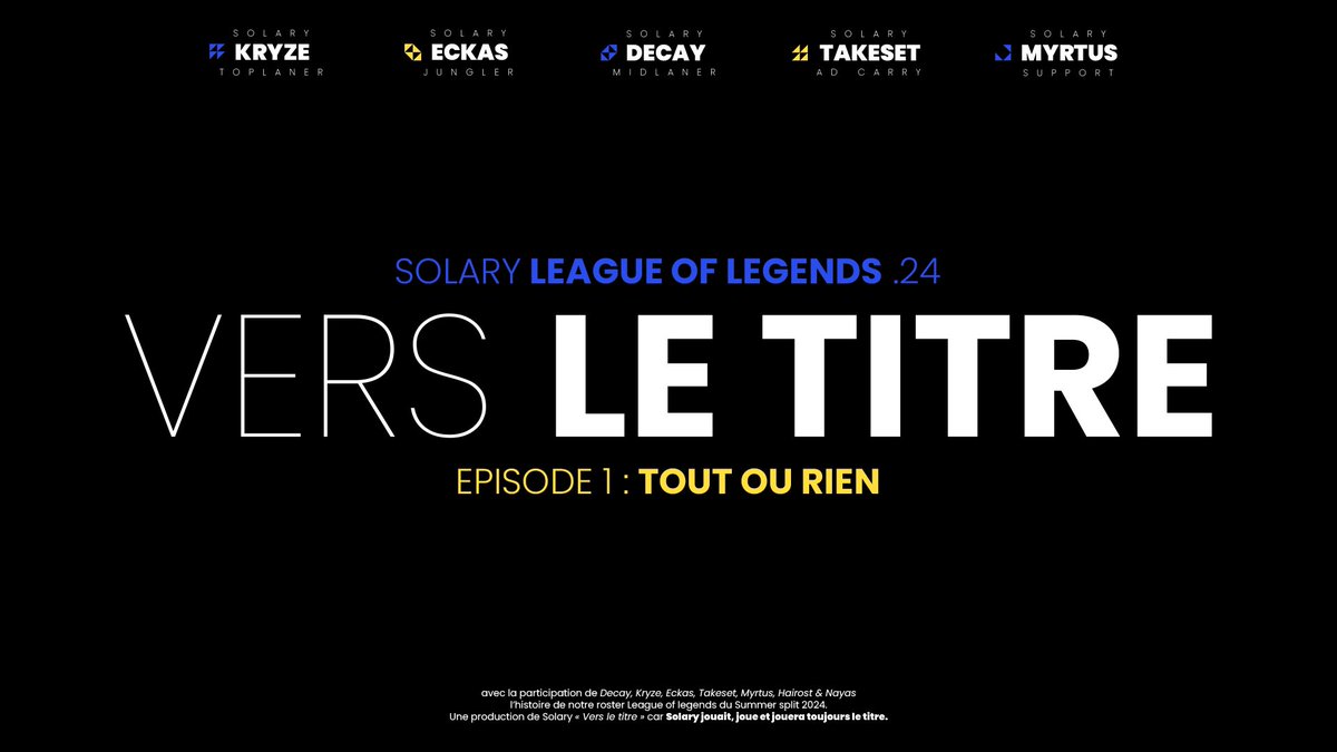 Vers le Titre - Saison 2 Épisode 1 : "Tout ou rien" Ne manquez pas le grand retour de notre série documentaire, qui va vous offrir une vision unique au cœur de notre équipe LFL durant ce Summer Split. Demain 20:00 sur Twitch et Youtube 📺 #SLYWIN
