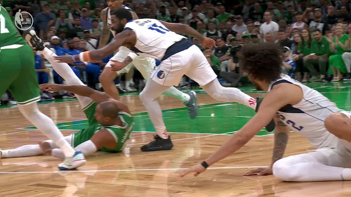 Derrick White was bleeding after Dereck Lively fell on him on this play. #NBAFinals