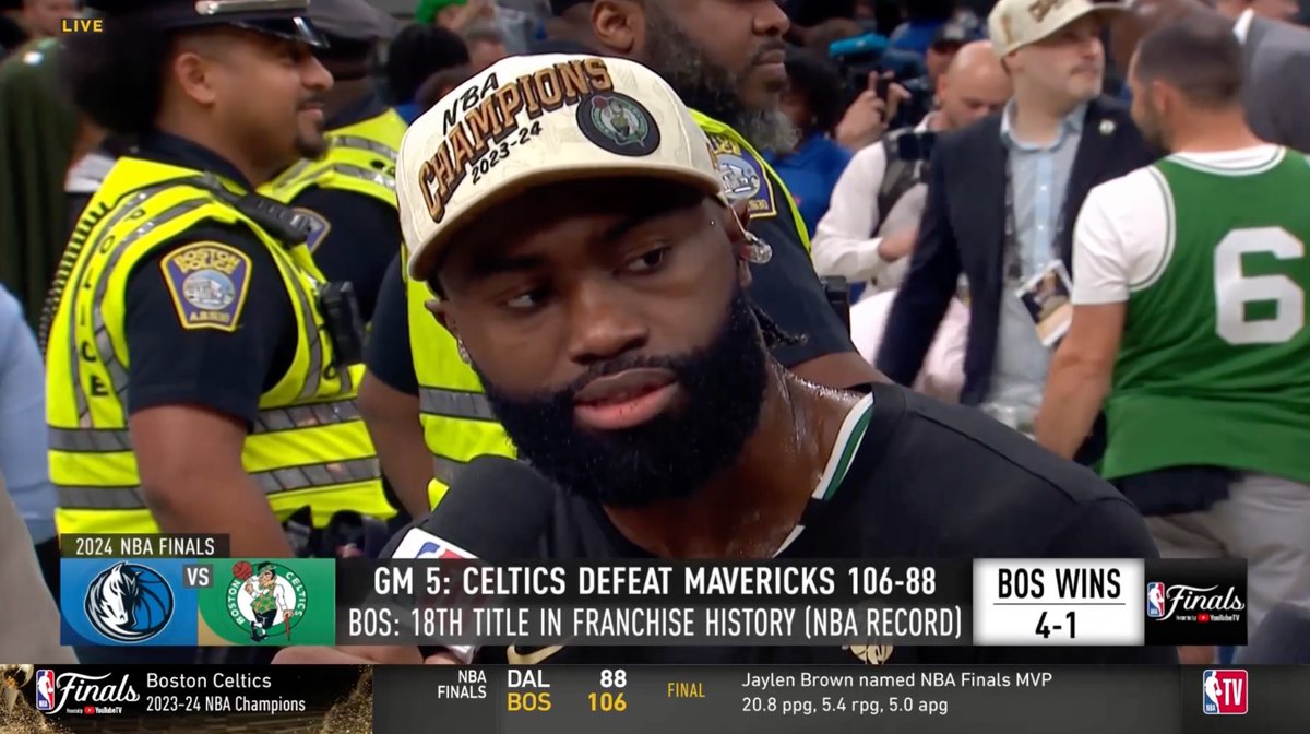 “I can’t say enough about Jayson Tatum and his sacrifice this year. … That’s my brother for life.” Jaylen Brown shares his appreciation for Tatum 💚