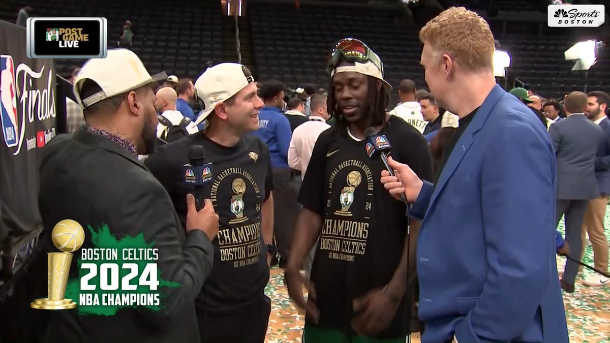 "Thanks for bringing me here." Jrue Holiday crashes Brad Stevens' interview with Eddie and Scal