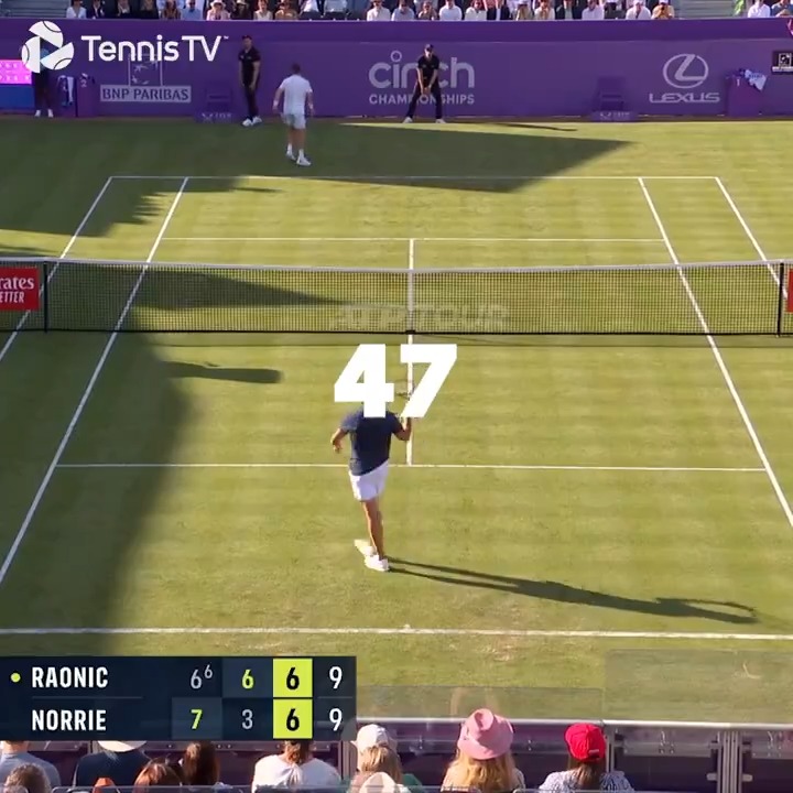 Con ustedes... Los 47 aces de Milos Raonic, récord absoluto en un partido a 3 sets.