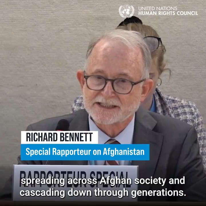 #Afghanistan: at the United Nations Human Rights Council, UN Special Rapporteur Richard Bennett Richard Bennett called on the Taliban to reverse its system of gender oppression that deprives women and girls of their fundamental rights. #HRC56