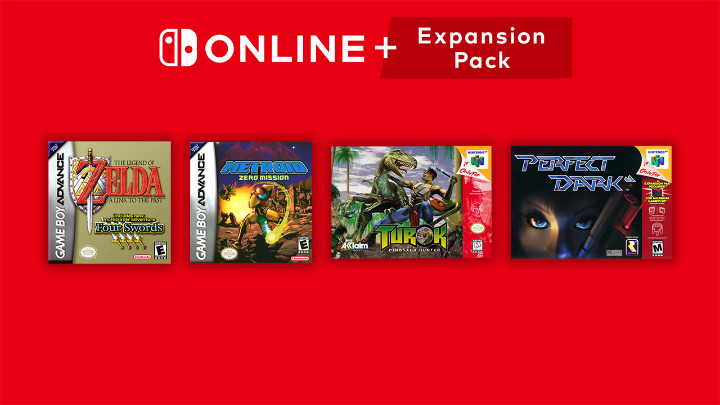 Attention Nintendo Switch Online + Expansion Pack members! These #Nintendo64 and #GameBoyAdvance games are available now: ✅ Turok: Dinosaur Hunter ✅ Perfect Dark ✅ The Legend of Zelda: A Link to the Past Four Swords ✅ Metroid: Zero Mission