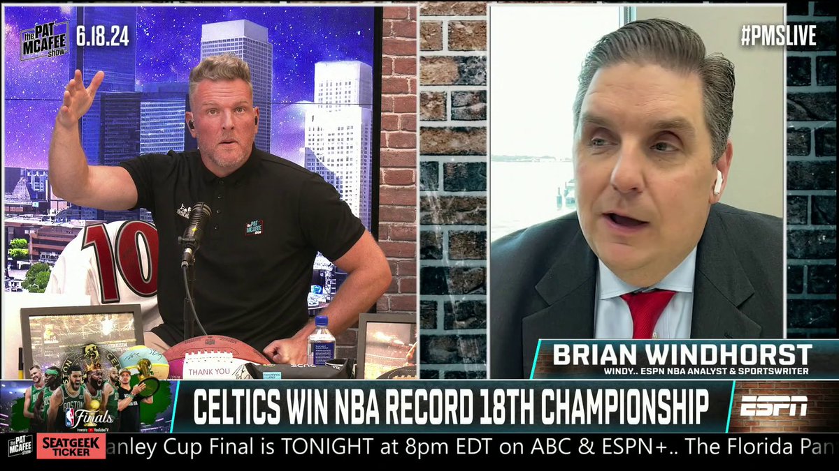 .Brian Windhorst says the Celtics already had their celebration plans lined up 😅 "They had written on their white board, 'Flight to Miami at Noon.' I thought they were joking. No." Pat McAfee