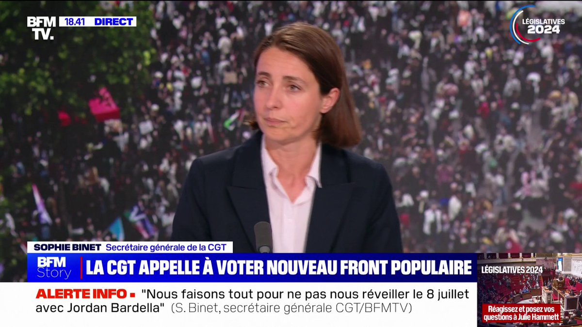 Sophie Binet (Sophie Binet): "Jamais le Rassemblement national ne défend et ne défendra les travailleuses et les travailleurs"