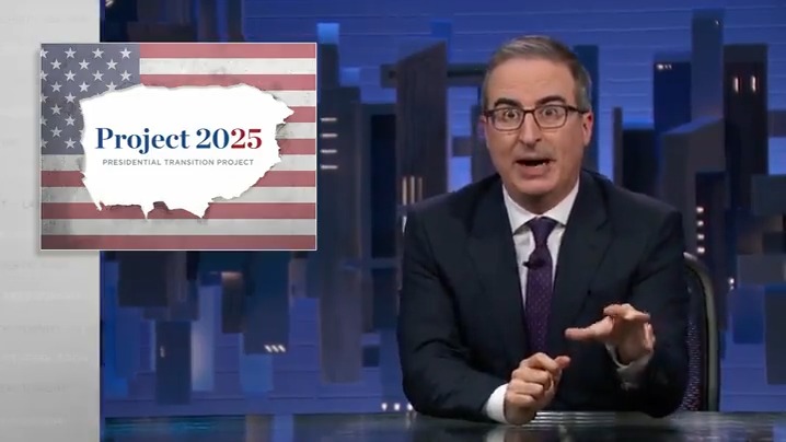 .John Oliver: Project 2025 has produced a 900-page handbook that outlines policies for the next administration if Trump is elected. It proposes eliminating the Head Start program, installing an anti-abortion task force to replace President Biden's reproductive health care one, dismantling the FBI, eliminating the Department of Education, and eliminating the Department of Commerce