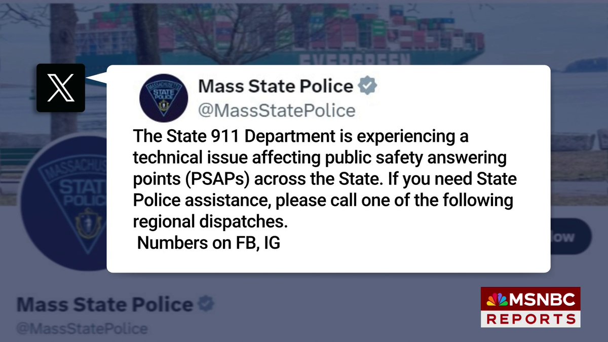 BREAKING: Massachusetts dealing with statewide 911 system outage.