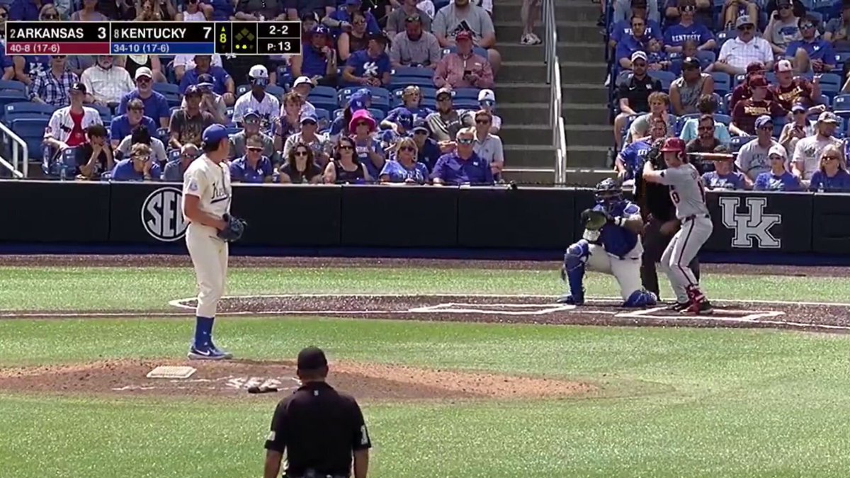 In 35 appearances this season, Kentucky reliever Cameron O'Brien has a 3.97 ERA and has held opponents to a .221 average. He's been excellent this post-season, striking out 40% of the batters he's faced since the start of the SEC tournament. O'Brien has a power sinker that sits 91-92 and has reached 94 recently. His mid-80s slider and upper 70s curveball are consistent swing-and-miss pitches; each has a whiff rate over 40% this season. #MLBDraft | Cameron O'Brien