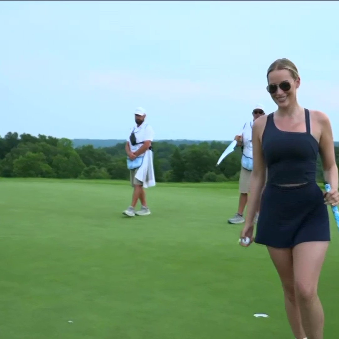 Paige Spiranac with a CLUTCH PUTT to move into a tie for 4th. 📺 : Good Good Midwest Open on Peacock