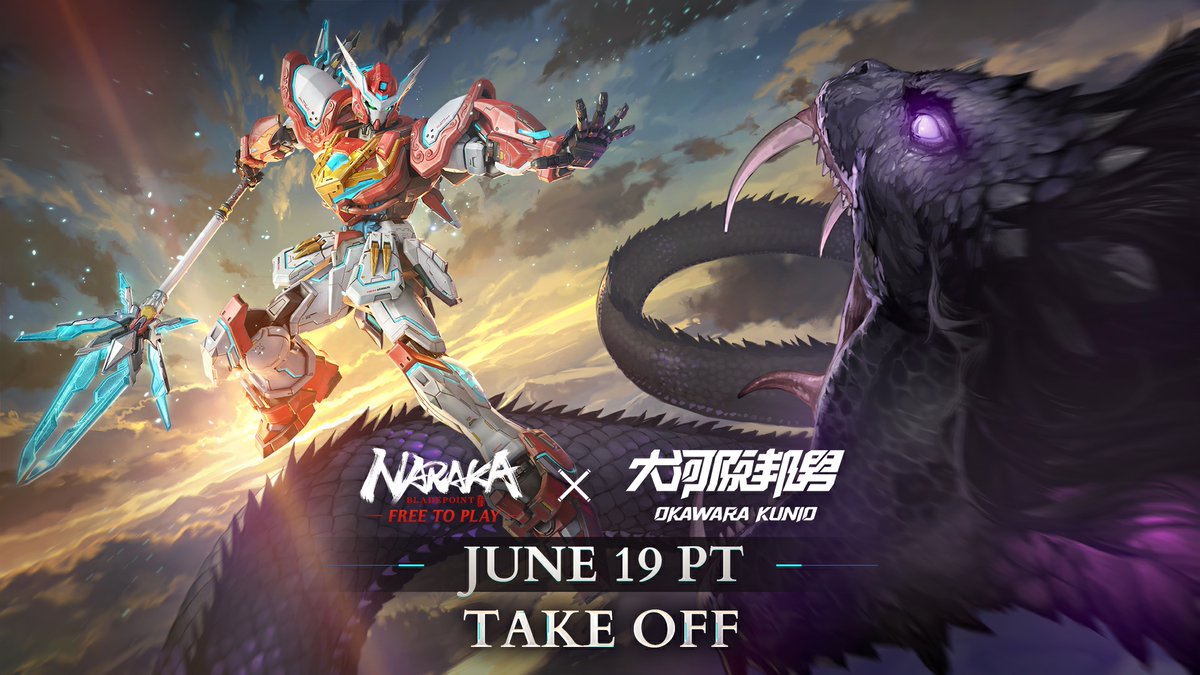 Strike fear into the hearts of your foes as this face will be the last thing they see. Kunio Okawara’s iconic design is brought to life in the Kunio Okawara X Naraka: Bladepoint collaboration. Available in-game on June 19 PT. #NARAKABLADEPOINT