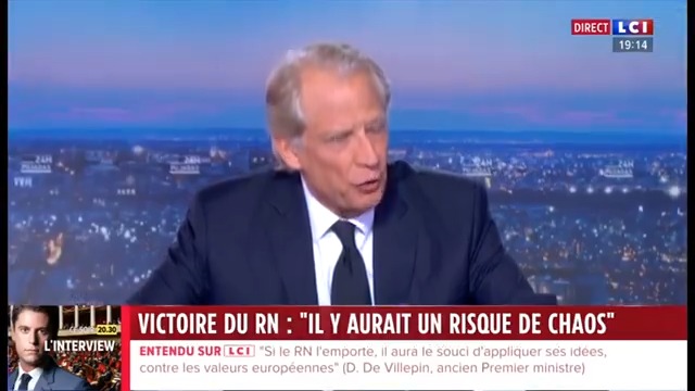 Villepin appelle au front républicain contre le RN. Ça doit être le dernier mec de droite à qui il reste une boussole morale.