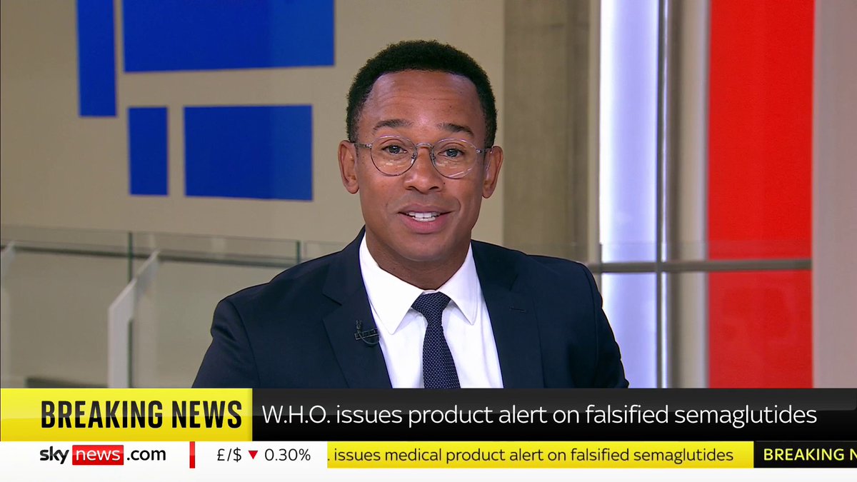 BREAKING: The World Health Organization (WHO) has issued a medical product alert on batches of falsified semaglutides in the UK, the US and Brazil in 2023. The medicine is used for treatment of type 2 diabetes and obesity in some countries. 📺 Sky 501