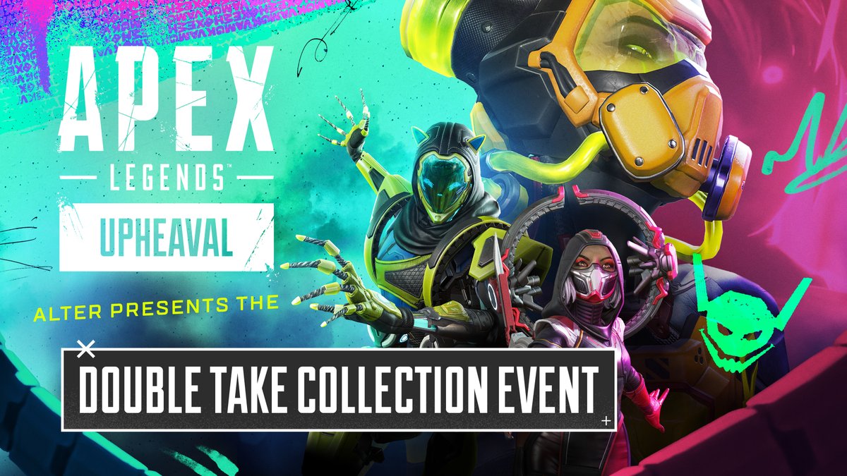From the twisted mind of Alter comes a world where the good guys go bad – and enjoy it 😈 Get ready to create chaos with an all-new Quads Takeover, Lifeline’s Prestige Skin “Apex Corruptor”, and more. The Double Take Collection Event drops on June 25!