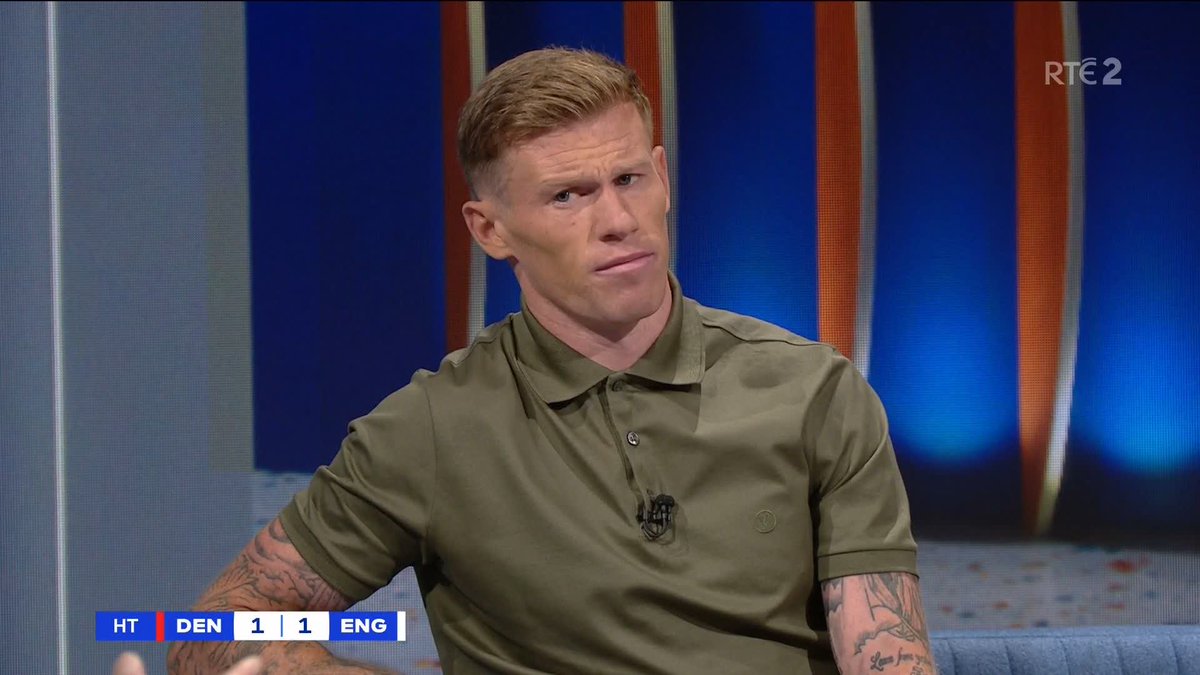 Half-time analysis: 🇩🇰 1-1 🏴󠁧󠁢󠁥󠁮󠁧󠁿 "For a £100m player I want to see more than five-yard sideways and backwards passes" - James McClean not backing down from his belief that Declan Rice is overhyped #Euro2024 #DENENG